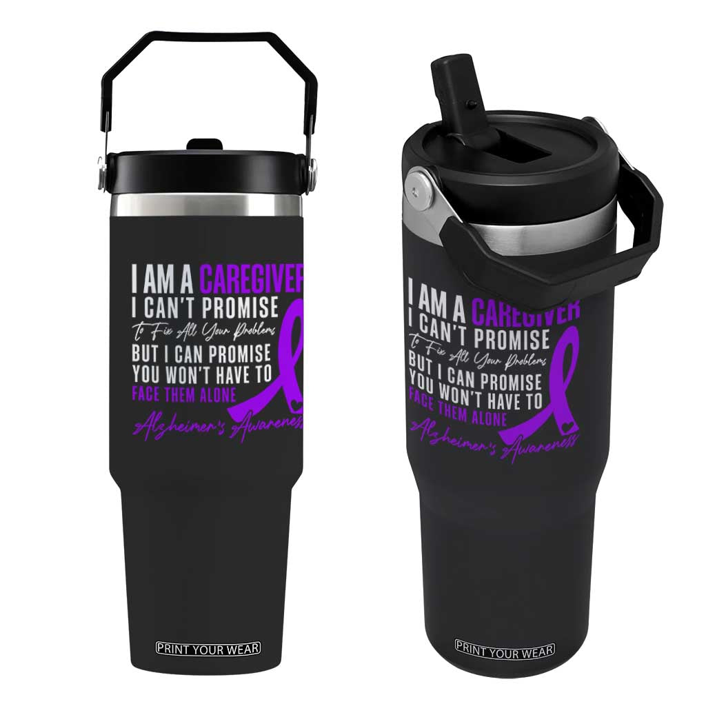 Alzheimer's Caregiver Support Flip Straw Tumbler Purple Ribbon Hope Graphic TS12 One Size: 30 oz Black Print Your Wear