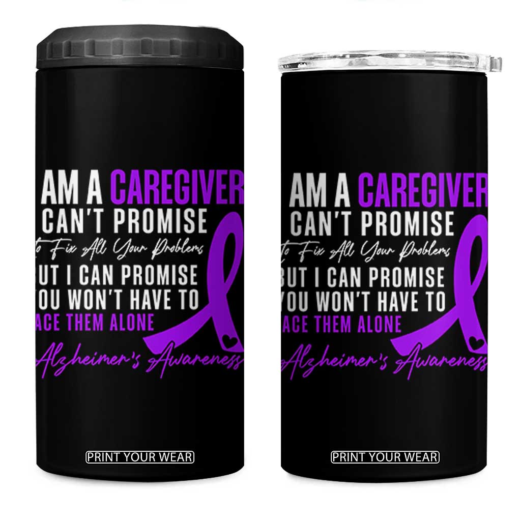 Alzheimer's Caregiver Support 4 in 1 Can Cooler Tumbler Purple Ribbon Hope Graphic TS12 One Size: 16 oz Black Print Your Wear