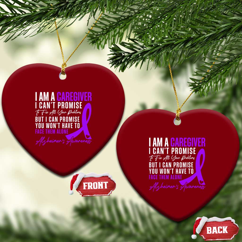 Alzheimer's Caregiver Support Ceramic Ornament Purple Ribbon Hope Graphic