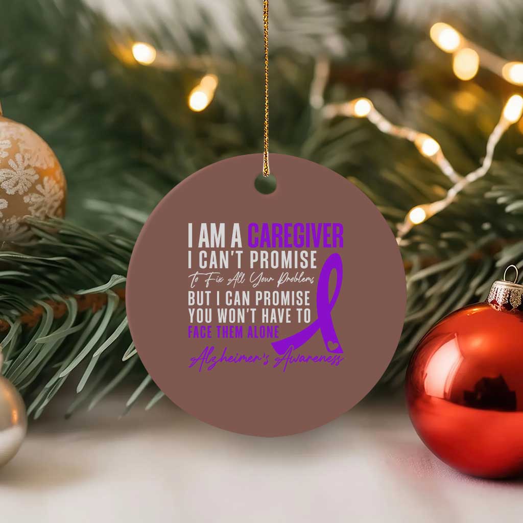 Alzheimer's Caregiver Support Ceramic Ornament Purple Ribbon Hope Graphic