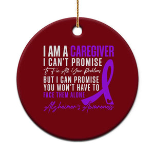 Alzheimer's Caregiver Support Ceramic Ornament Purple Ribbon Hope Graphic