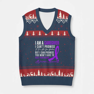 Alzheimer's Caregiver Support V-Neck Knit Sweater Vest Purple Ribbon Hope Graphic