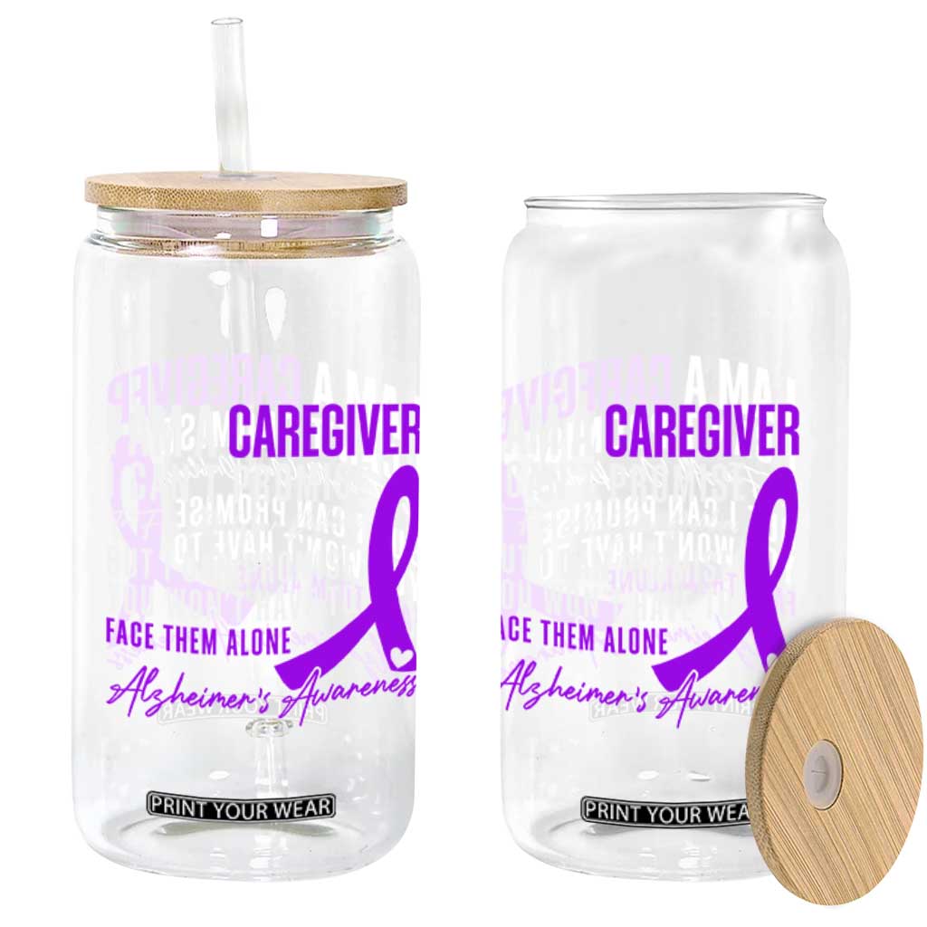 Alzheimer's Caregiver Support Glass Can Purple Ribbon Hope Graphic