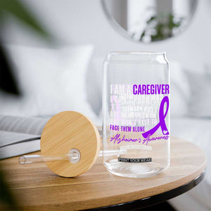 Alzheimer's Caregiver Support Glass Can Purple Ribbon Hope Graphic