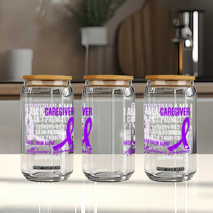 Alzheimer's Caregiver Support Glass Can Purple Ribbon Hope Graphic
