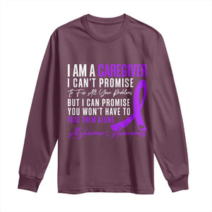Alzheimer's Caregiver Support Long Sleeve Shirt Purple Ribbon Hope Graphic