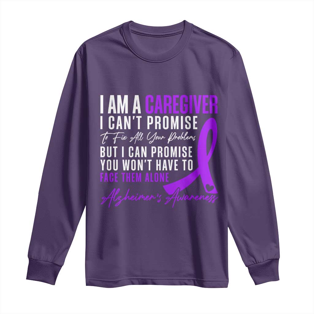 Alzheimer's Caregiver Support Long Sleeve Shirt Purple Ribbon Hope Graphic TS12 Purple Print Your Wear