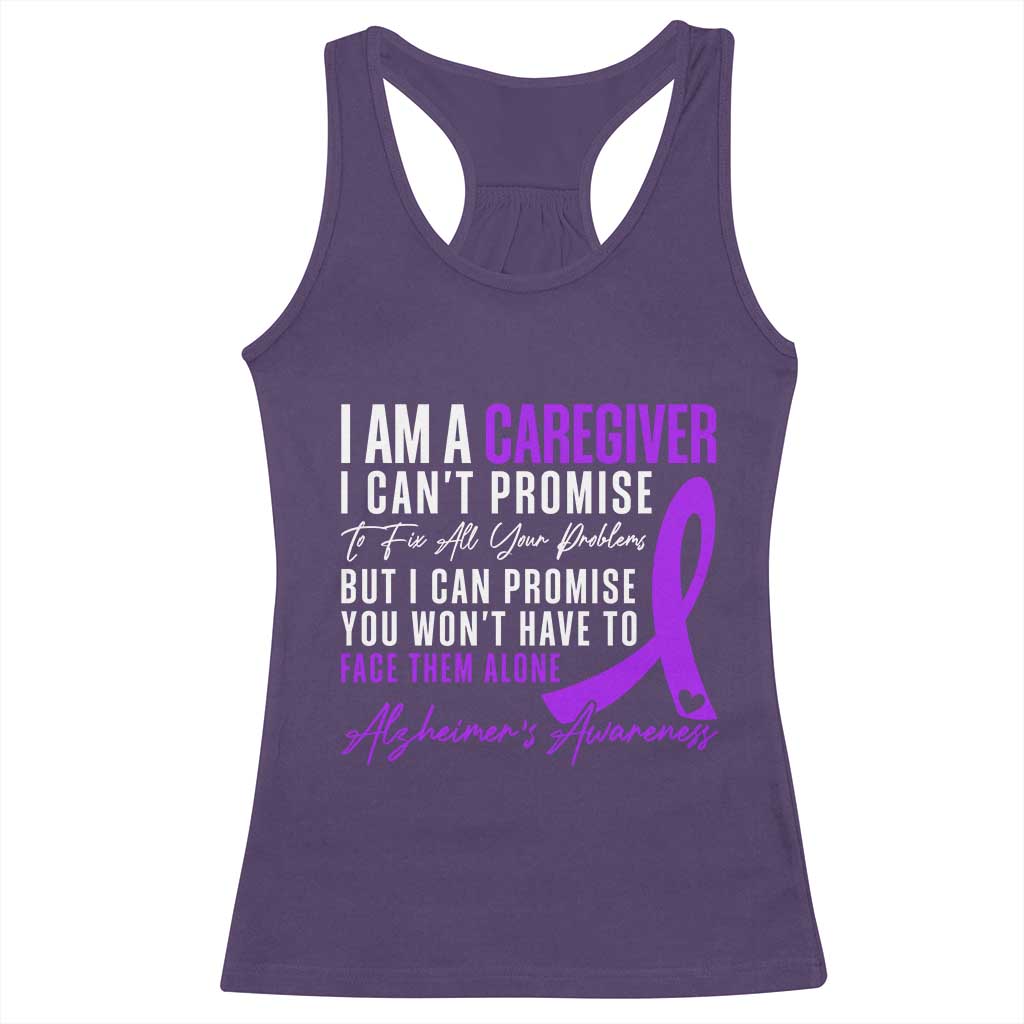 Alzheimer's Caregiver Support Racerback Tank Top Purple Ribbon Hope Graphic TS12 Purple Print Your Wear