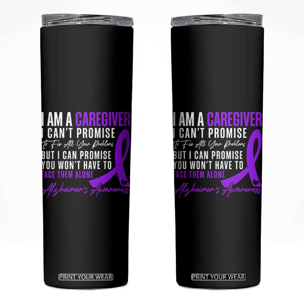 Alzheimer's Caregiver Support Skinny Tumbler Purple Ribbon Hope Graphic TS12 Black Print Your Wear