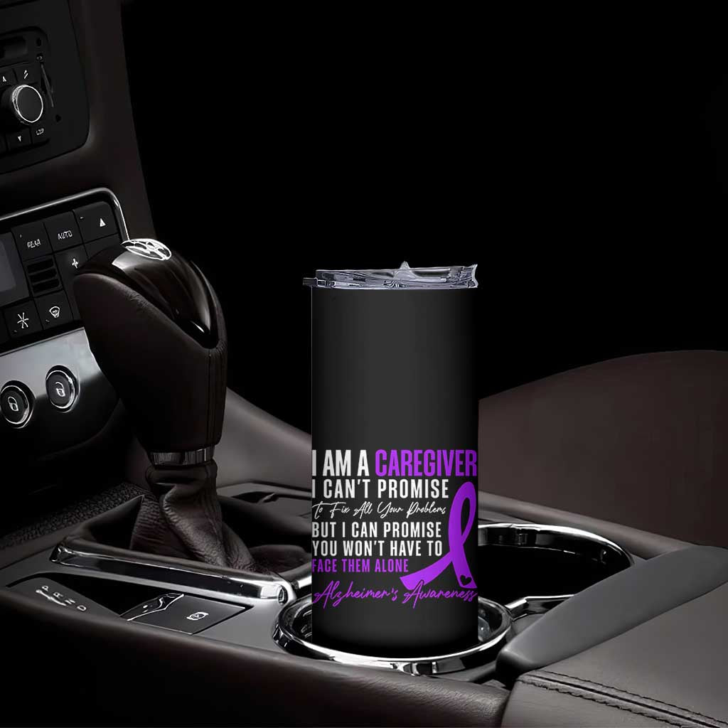 Alzheimer's Caregiver Support Skinny Tumbler Purple Ribbon Hope Graphic