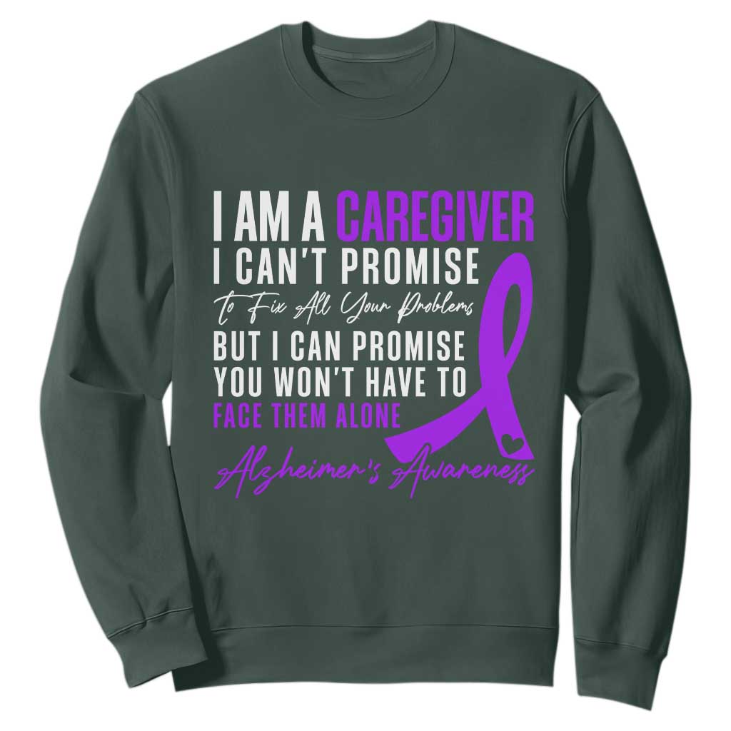 Alzheimer's Caregiver Support Sweatshirt Purple Ribbon Hope Graphic