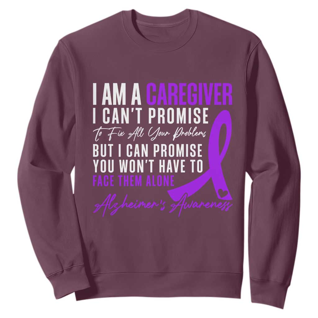 Alzheimer's Caregiver Support Sweatshirt Purple Ribbon Hope Graphic