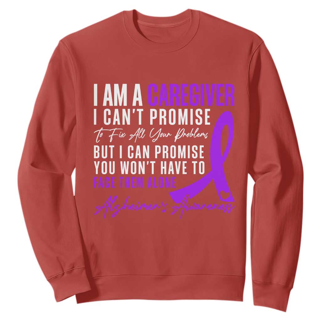 Alzheimer's Caregiver Support Sweatshirt Purple Ribbon Hope Graphic