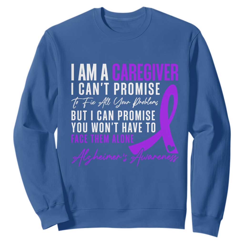 Alzheimer's Caregiver Support Sweatshirt Purple Ribbon Hope Graphic