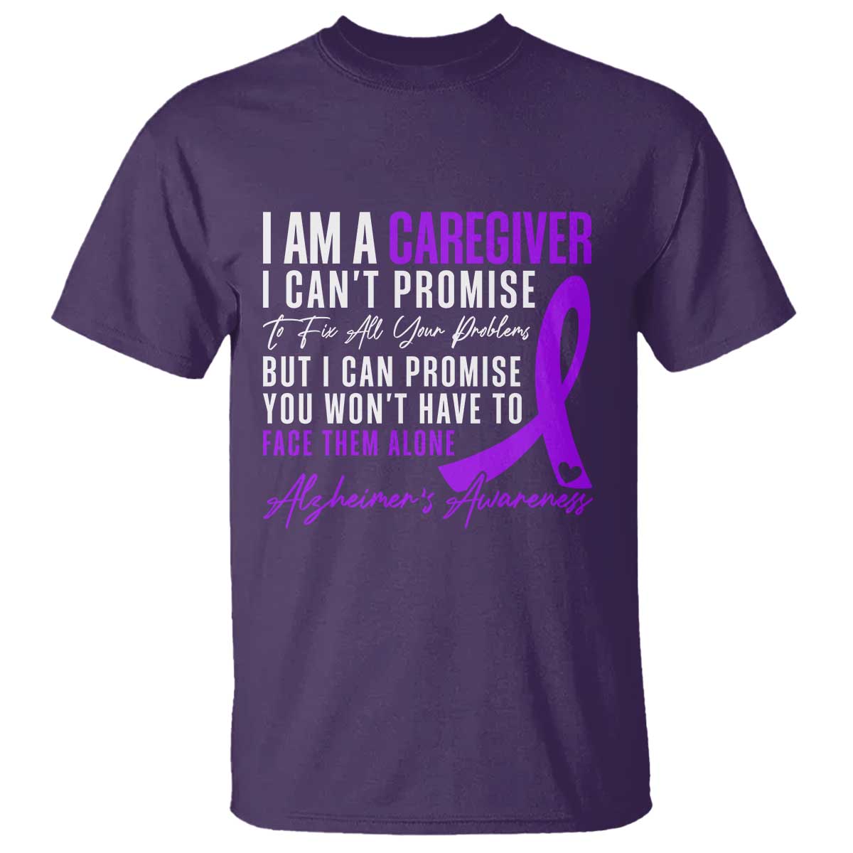 Alzheimer's Caregiver Support T Shirt Purple Ribbon Hope Graphic TS12 Purple Print Your Wear