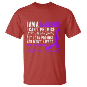 Alzheimer's Caregiver Support T Shirt Purple Ribbon Hope Graphic