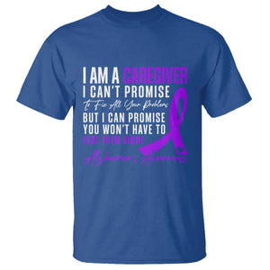 Alzheimer's Caregiver Support T Shirt Purple Ribbon Hope Graphic