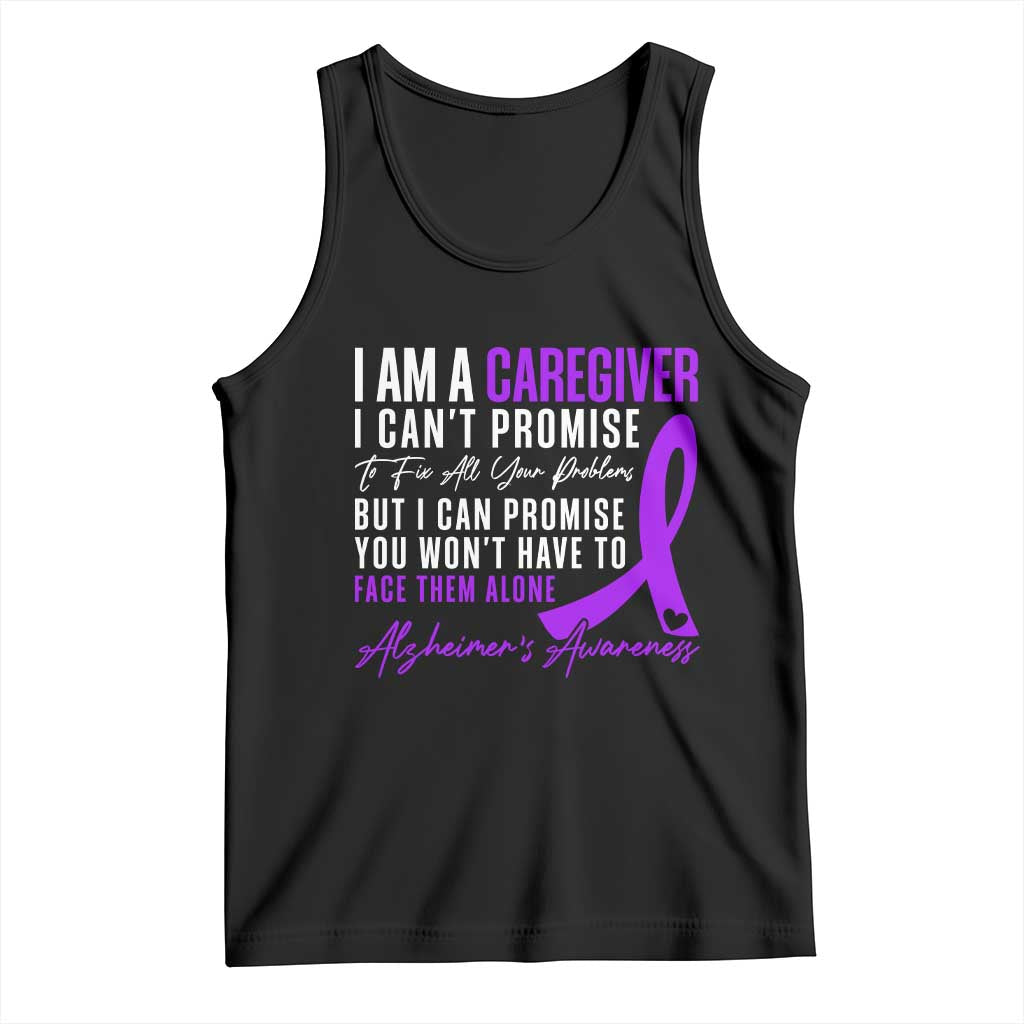 Alzheimer's Caregiver Support Tank Top Purple Ribbon Hope Graphic TS12 Black Print Your Wear