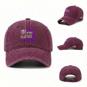Alzheimer's Caregiver Support Washed Cotton Baseball Cap Purple Ribbon Hope Graphic