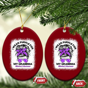 I Wear Purple For My Grandma Ceramic Ornament Alzheimers Awareness Messy Bun Graphic