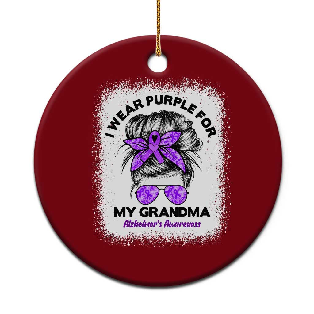 I Wear Purple For My Grandma Ceramic Ornament Alzheimers Awareness Messy Bun Graphic TS12 1pc Red Print Your Wear