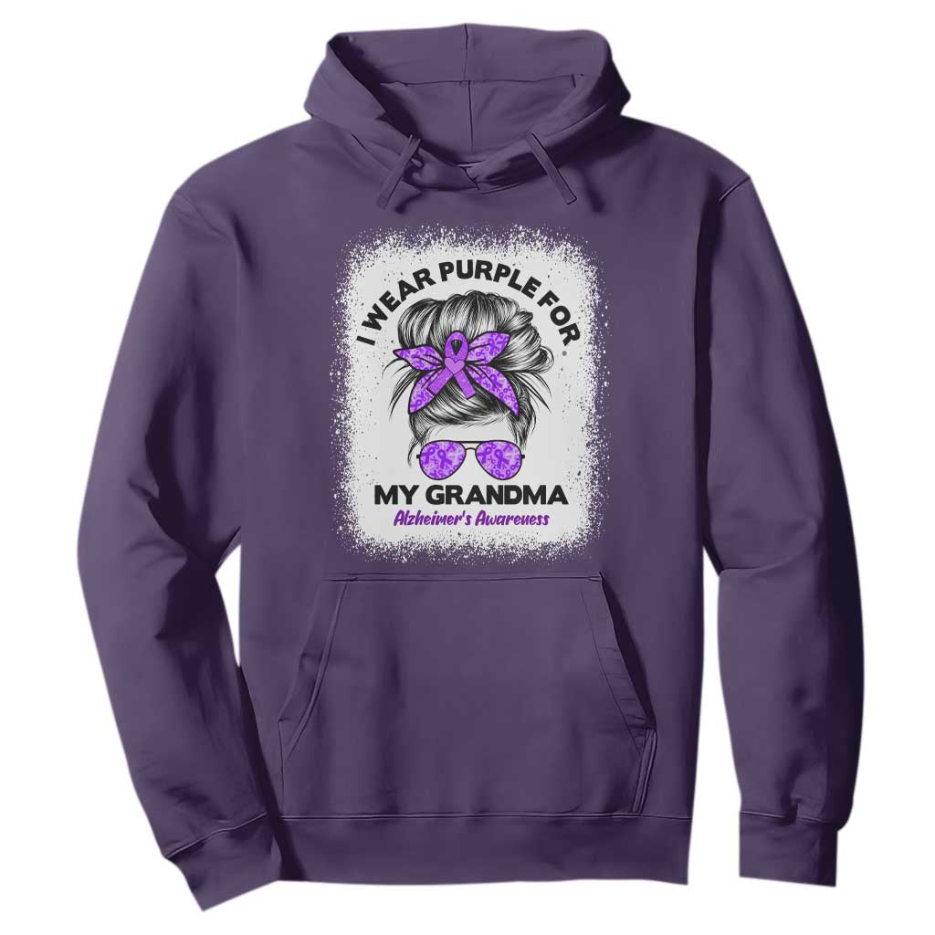 I Wear Purple For My Grandma Hoodie Alzheimers Awareness Messy Bun Graphic TS12 Purple Print Your Wear