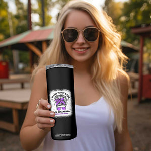 I Wear Purple For My Grandma Skinny Tumbler Alzheimers Awareness Messy Bun Graphic