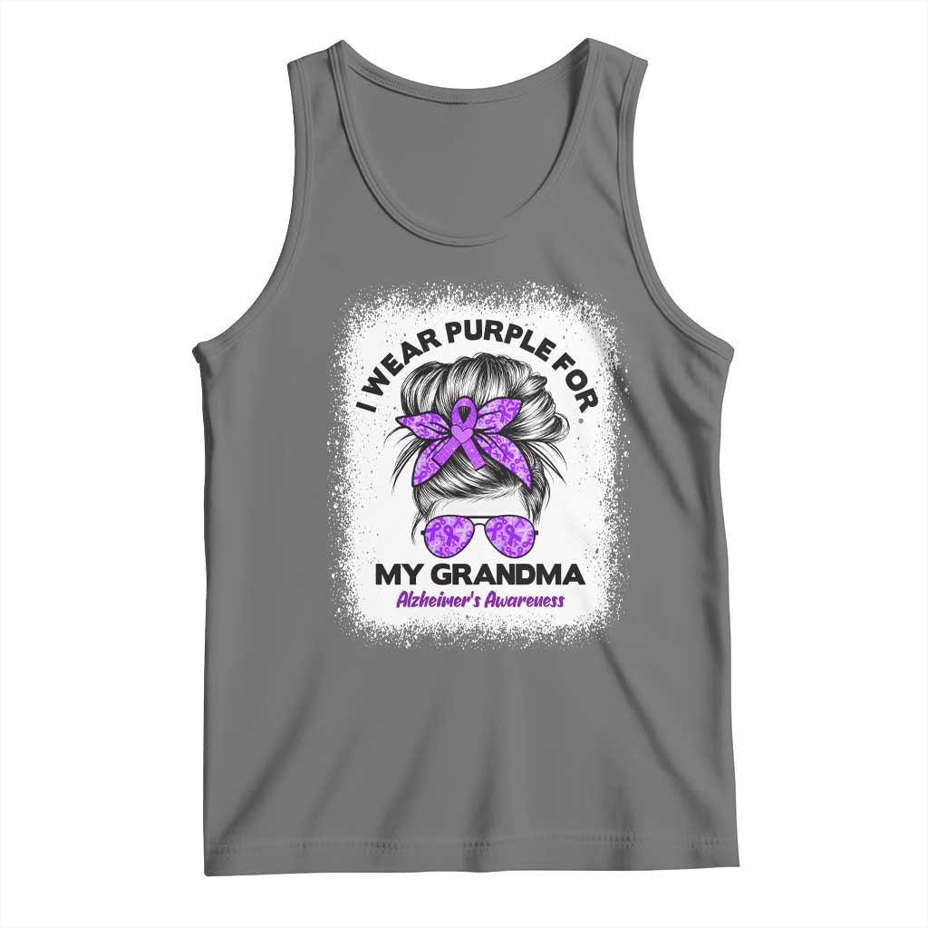 I Wear Purple For My Grandma Tank Top Alzheimers Awareness Messy Bun Graphic
