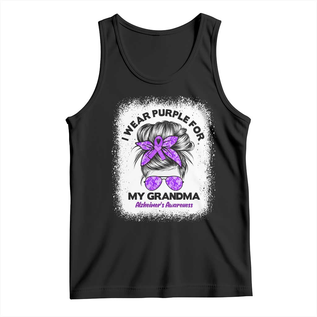 I Wear Purple For My Grandma Tank Top Alzheimers Awareness Messy Bun Graphic TS12 Black Print Your Wear