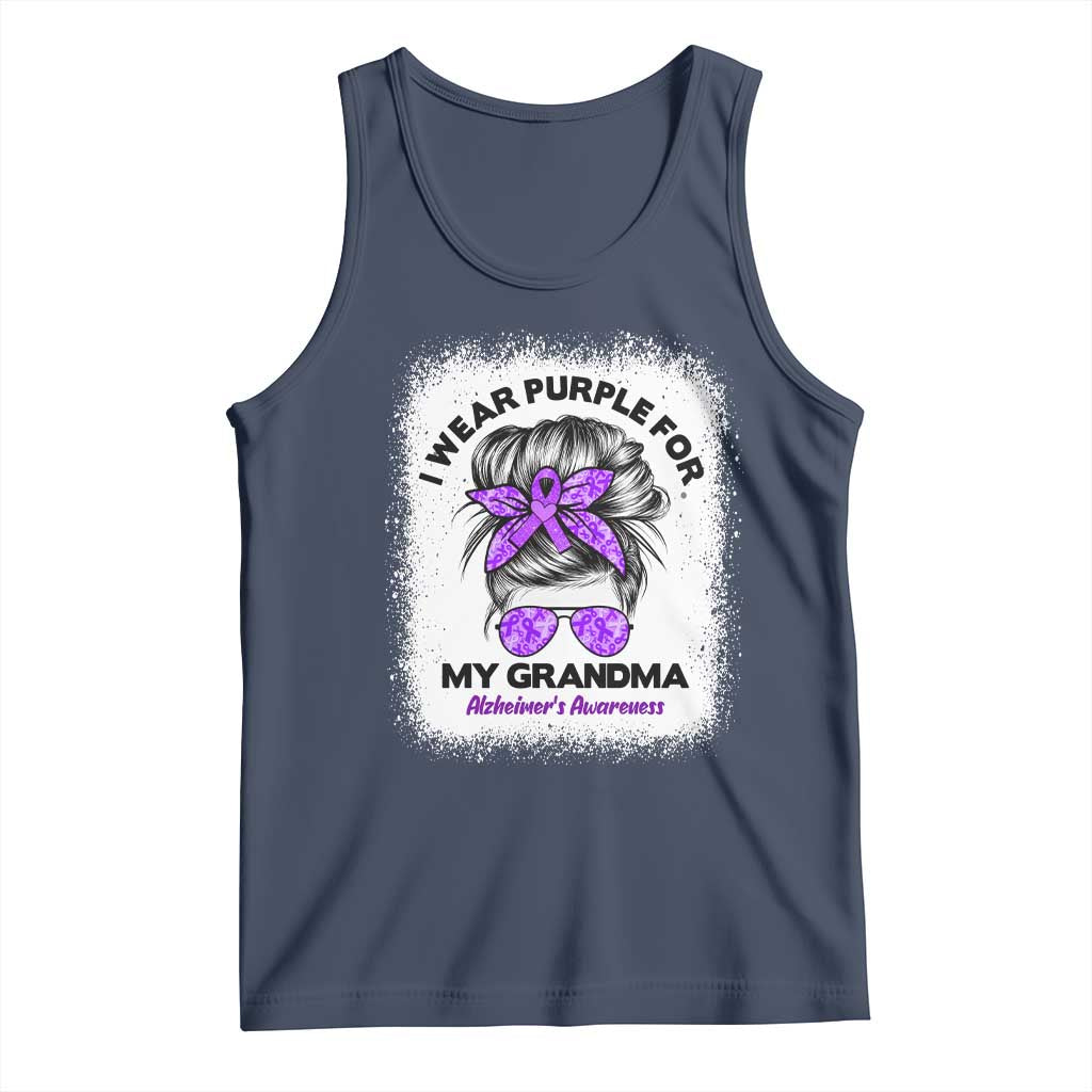 I Wear Purple For My Grandma Tank Top Alzheimers Awareness Messy Bun Graphic