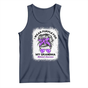 I Wear Purple For My Grandma Tank Top Alzheimers Awareness Messy Bun Graphic