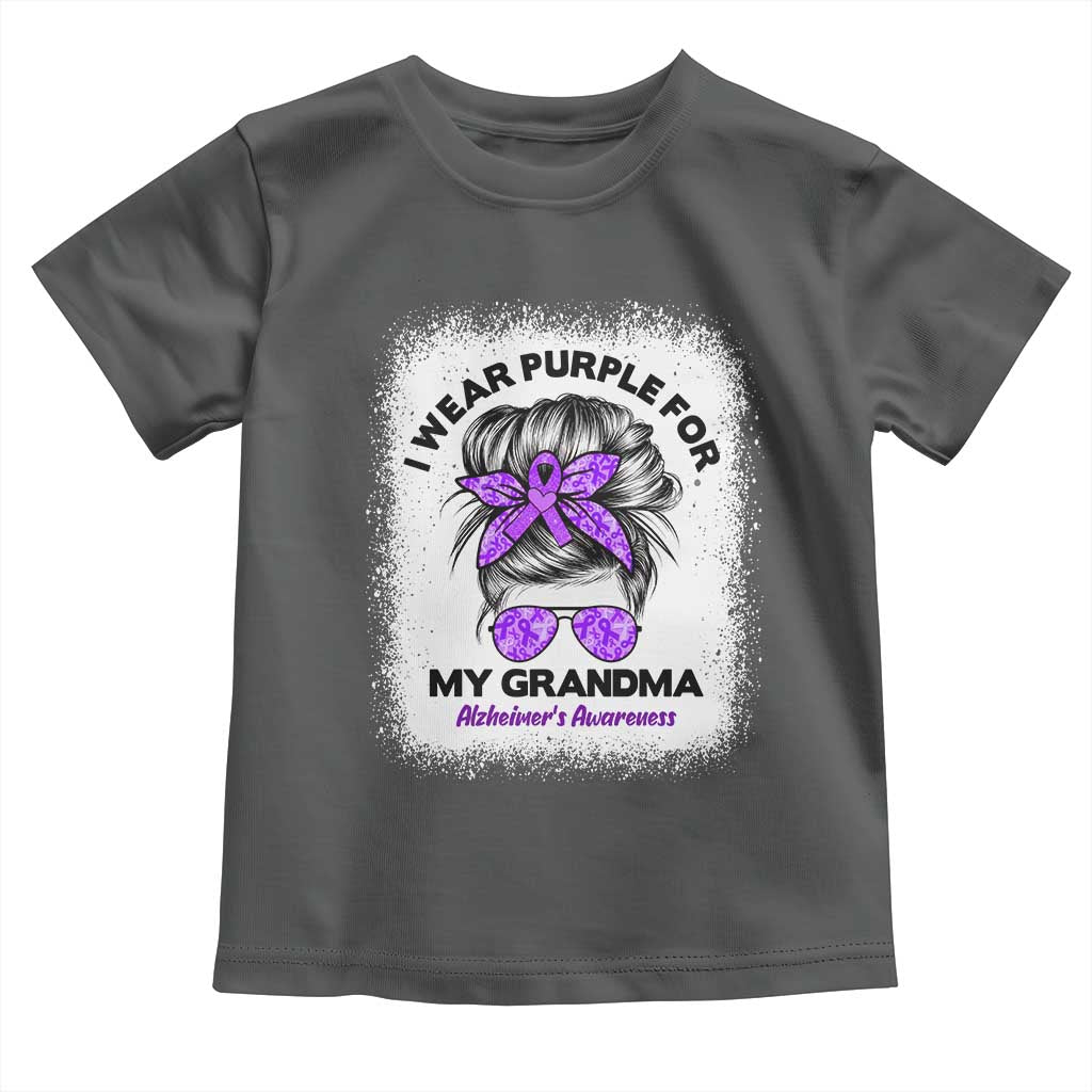 I Wear Purple For My Grandma Toddler T Shirt Alzheimers Awareness Messy Bun Graphic