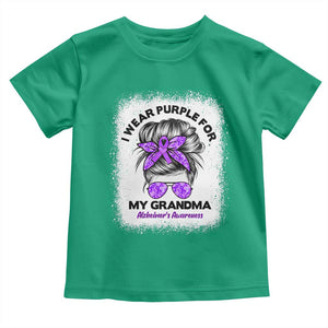 I Wear Purple For My Grandma Toddler T Shirt Alzheimers Awareness Messy Bun Graphic