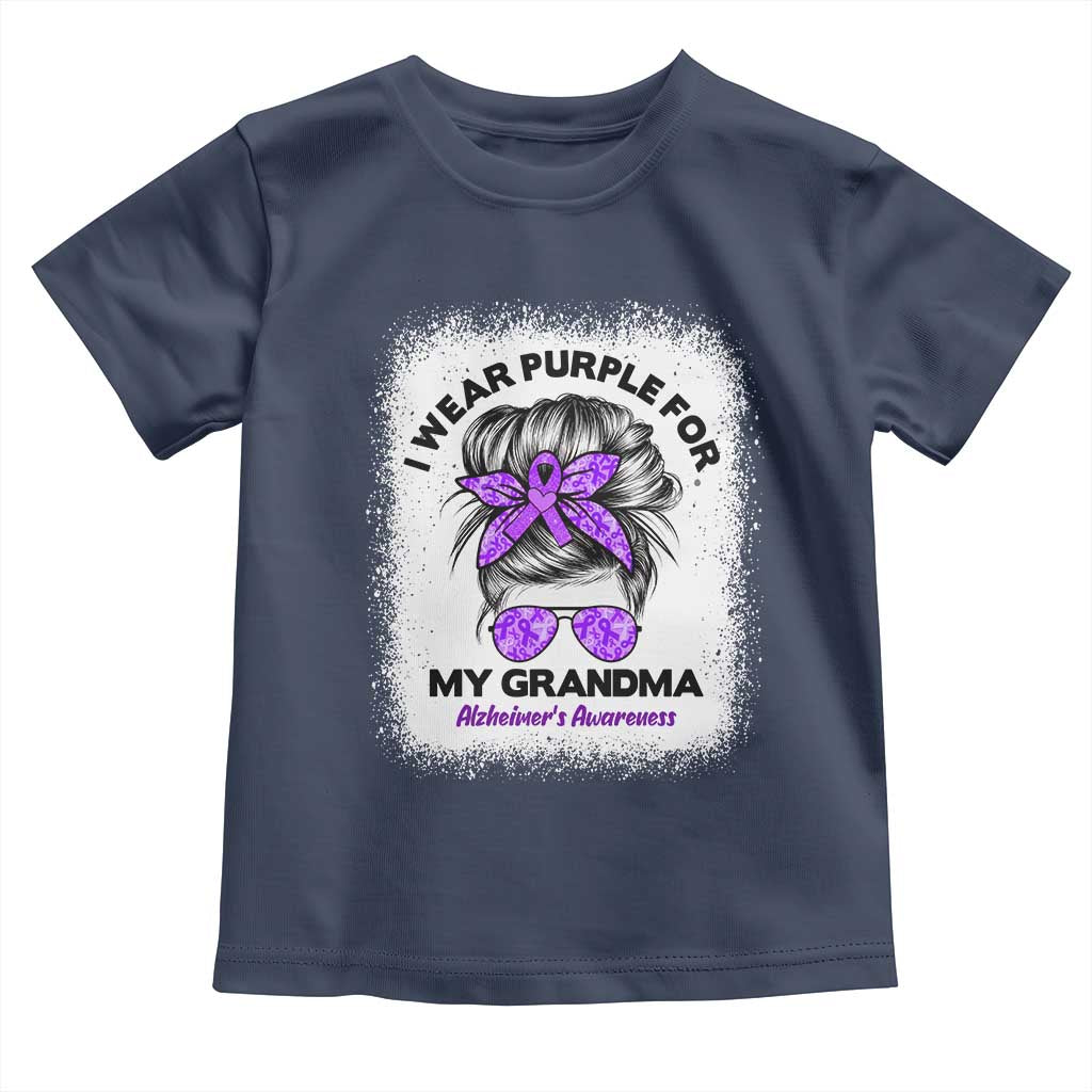 I Wear Purple For My Grandma Toddler T Shirt Alzheimers Awareness Messy Bun Graphic