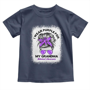 I Wear Purple For My Grandma Toddler T Shirt Alzheimers Awareness Messy Bun Graphic