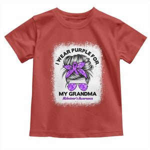 I Wear Purple For My Grandma Toddler T Shirt Alzheimers Awareness Messy Bun Graphic