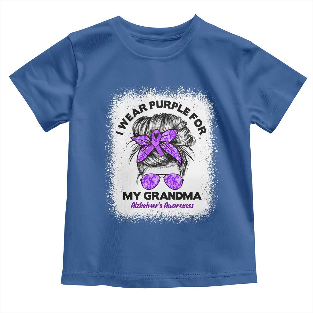 I Wear Purple For My Grandma Toddler T Shirt Alzheimers Awareness Messy Bun Graphic