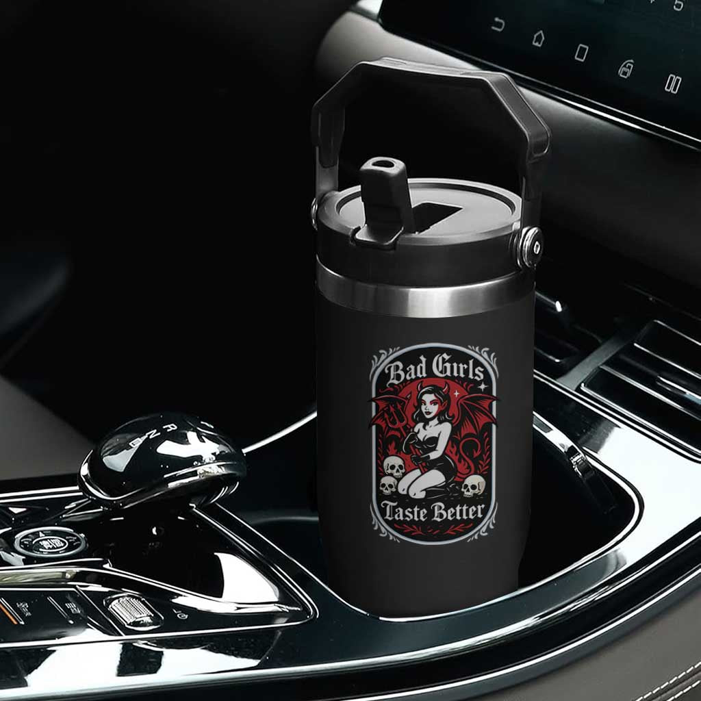 Bad Girls Taste Better Flip Straw Tumbler Adult Humor Devil Girl Gift TS12 Print Your Wear