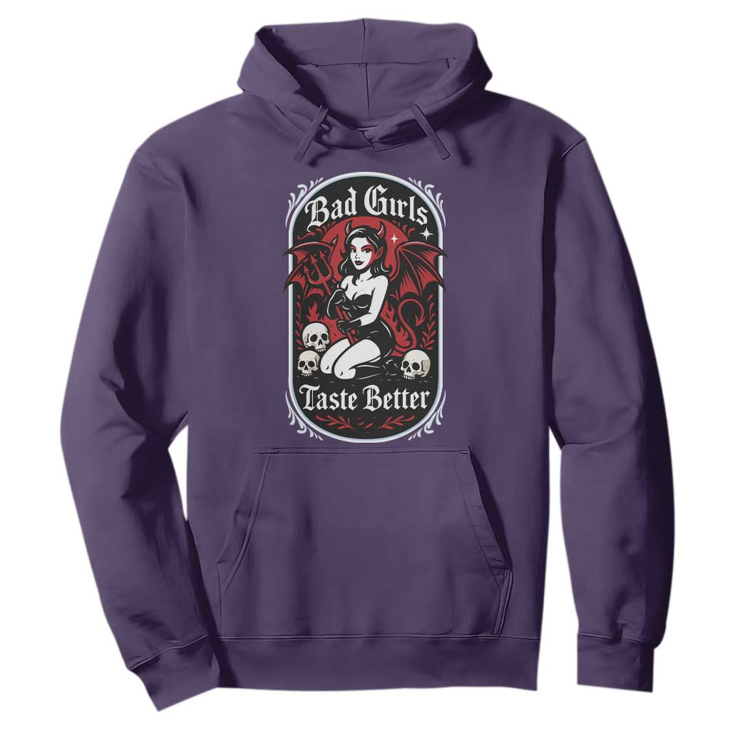 Bad Girls Taste Better Hoodie Adult Humor Devil Girl Gift TS12 Purple Print Your Wear