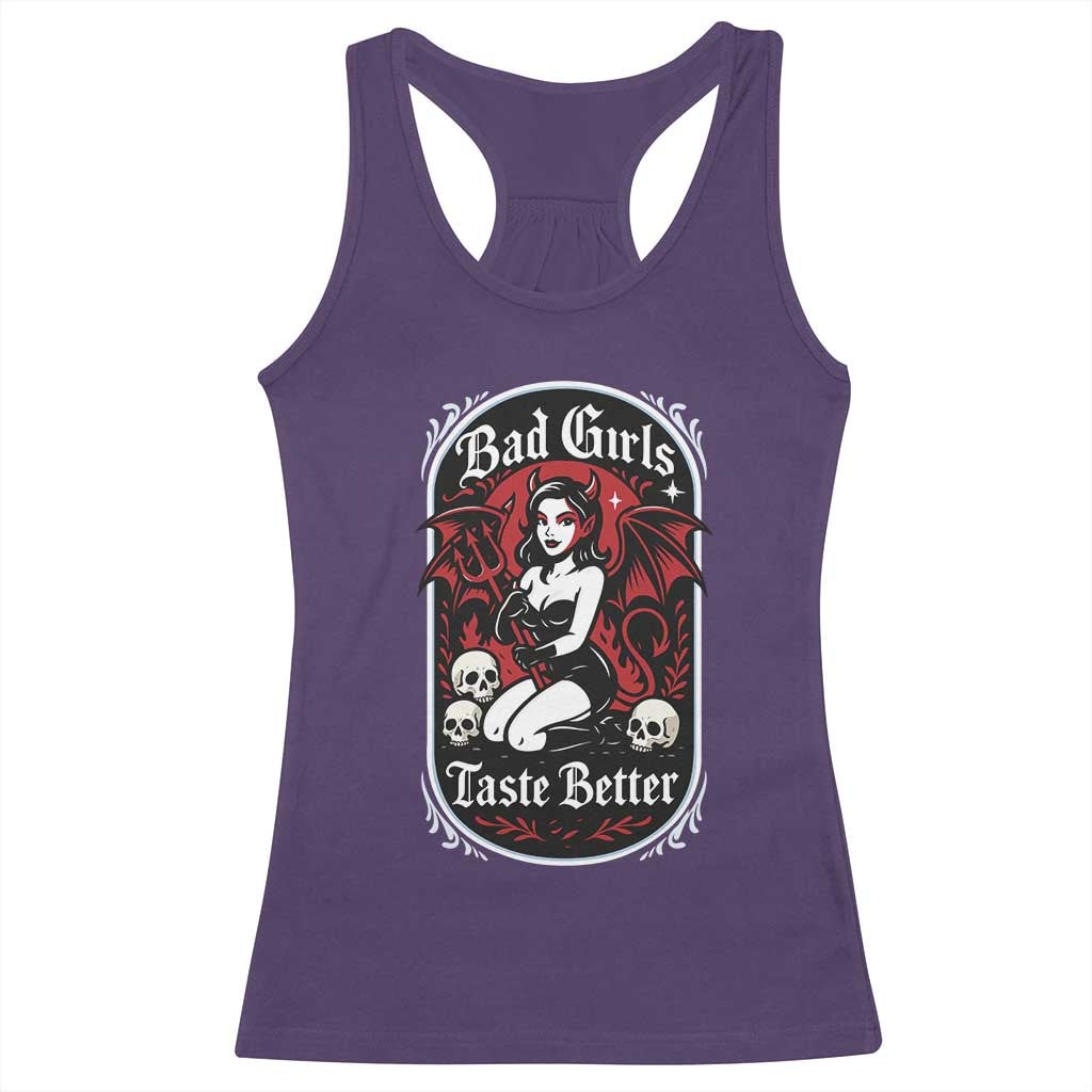 Bad Girls Taste Better Racerback Tank Top Adult Humor Devil Girl Gift TS12 Purple Print Your Wear