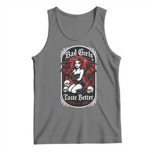 Bad Girls Taste Better Tank Top Adult Humor Devil Girl Gift TS12 Black Heather Print Your Wear