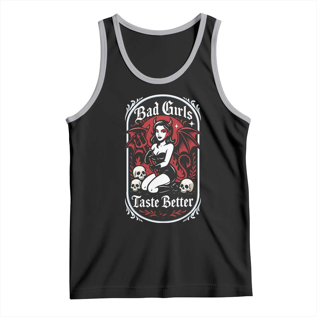 Bad Girls Taste Better Tank Top Adult Humor Devil Girl Gift TS12 Black Athletic Heather Print Your Wear