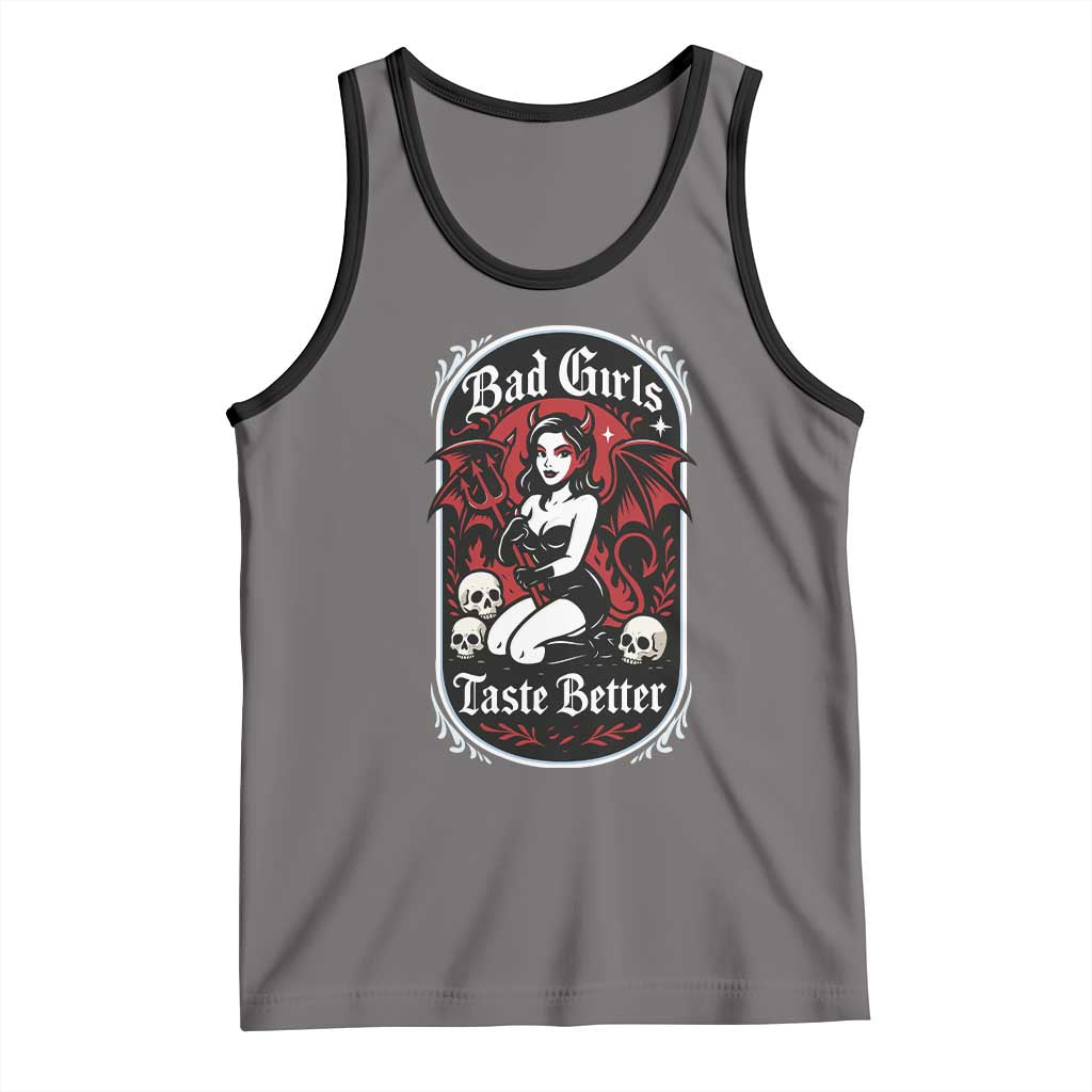 Bad Girls Taste Better Tank Top Adult Humor Devil Girl Gift TS12 Deep Heather Black Print Your Wear