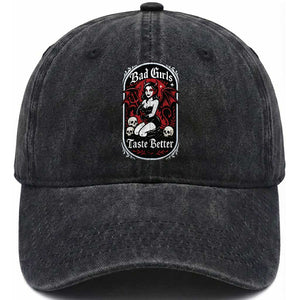 Bad Girls Taste Better Washed Cotton Baseball Cap Adult Humor Devil Girl Gift TS12 Print Your Wear