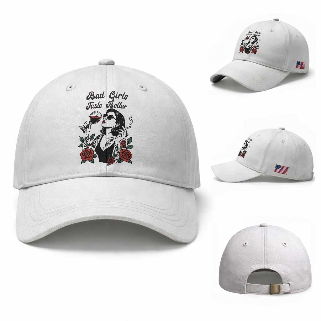 Bad Girls Taste Better Baseball Cap Tattoo Girl Adult Humor Gift TS12 Baseball Cap Universal Fit White Print Your Wear