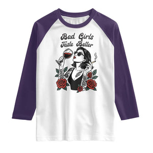 Bad Girls Taste Better Raglan Shirt Tattoo Girl Adult Humor Gift TS12 White Purple Print Your Wear