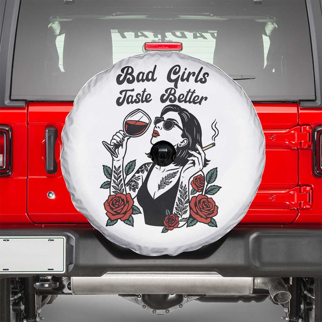 Bad Girls Taste Better Spare Tire Cover Tattoo Girl Adult Humor Gift TS12 White Print Your Wear