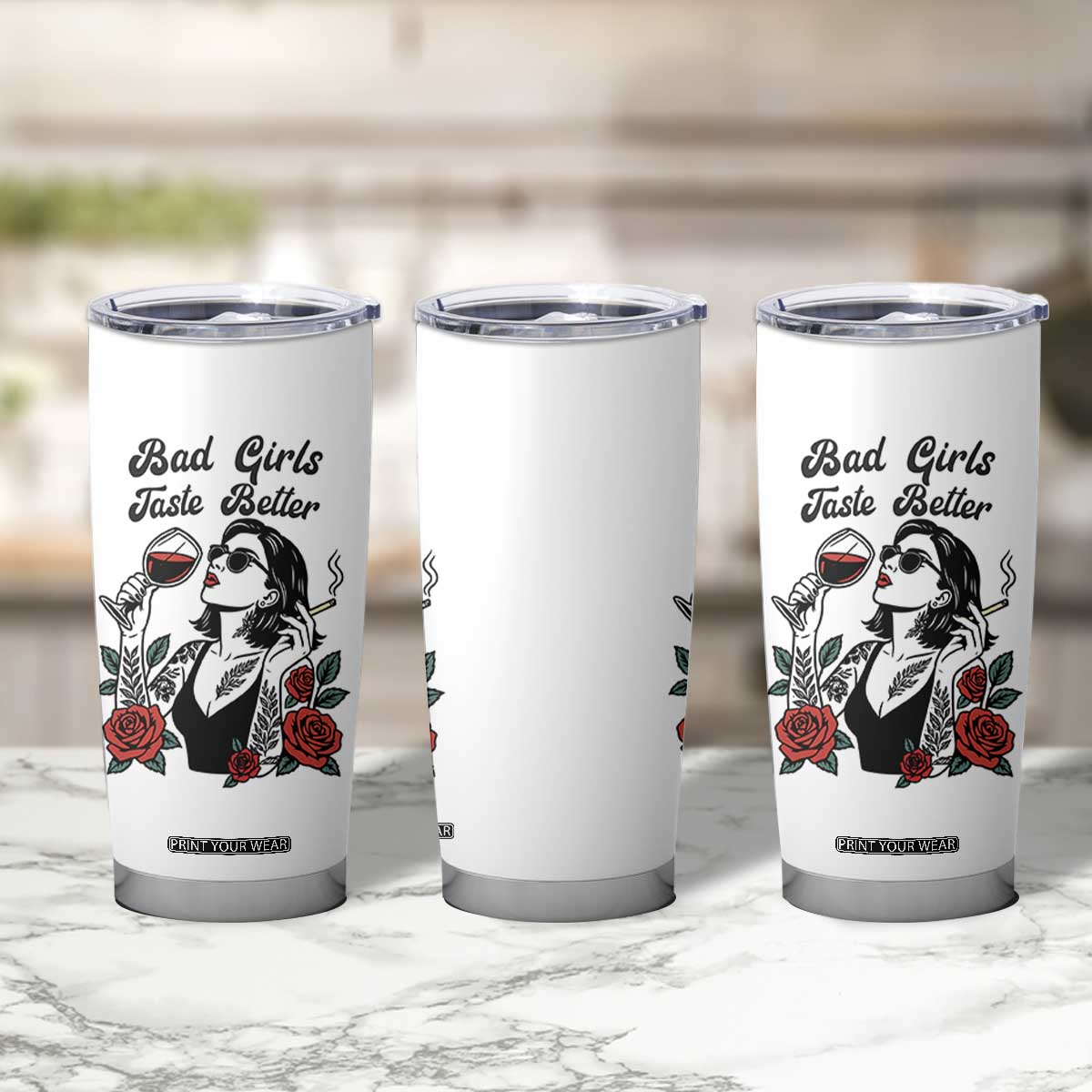 Bad Girls Taste Better Tumbler Cup Tattoo Girl Adult Humor Gift TS12 Print Your Wear
