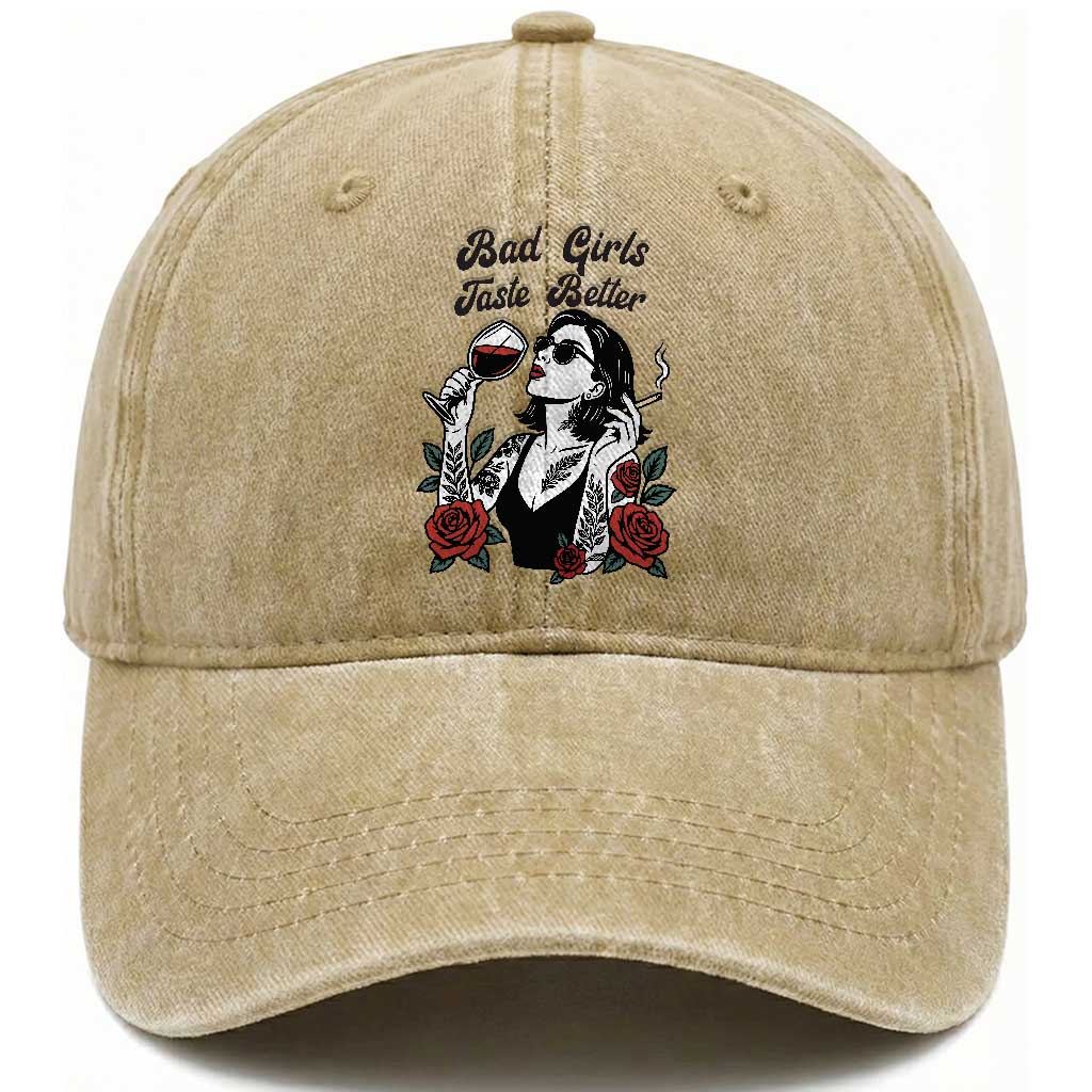 Bad Girls Taste Better Washed Cotton Baseball Cap Tattoo Girl Adult Humor Gift TS12 Print Your Wear