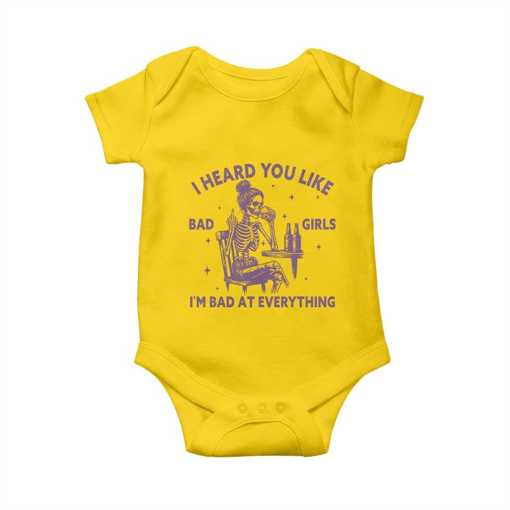 I Heard You Like Bad Girls Baby Onesie Funny Sarcastic Skeleton Lover TS12 Daisy Print Your Wear